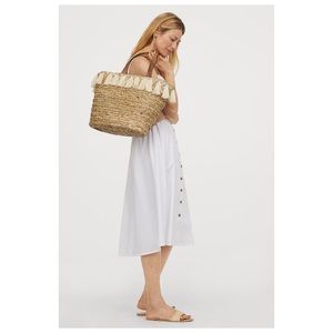 H&M White Linen Dress with Buttons
